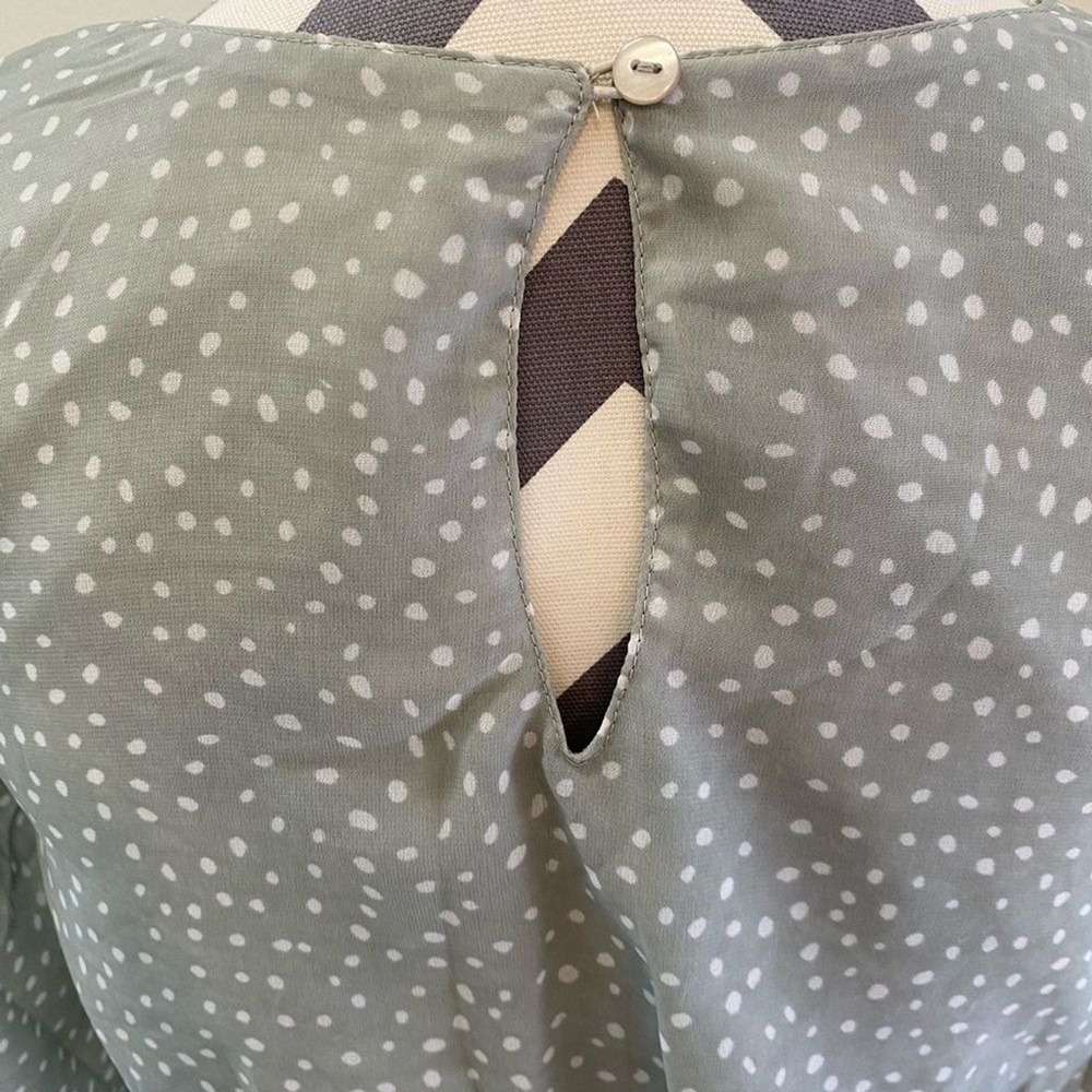 Japna Mint Green Polka Dot Ruffle Mini Dress Sheer A Line Cottagecore Boho Small - Picture 7 of 8